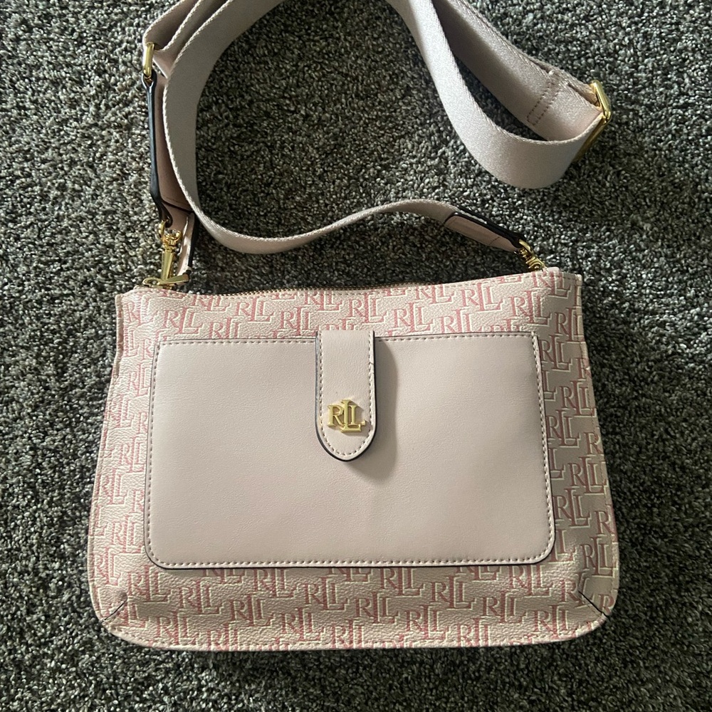 New Ralph Lauren light pink Monogram Crossbody Bag